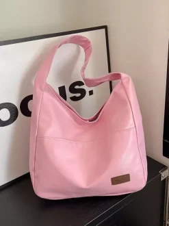 Soft Faux Leather U Shape Large Hobo Shoulder Bag Minimalist Daily Underarm Tote Purse