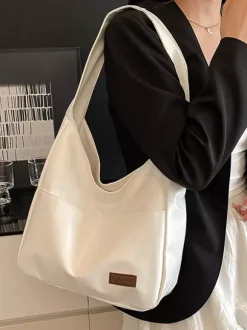Soft Faux Leather U Shape Large Hobo Shoulder Bag Minimalist Daily Underarm Tote Purse