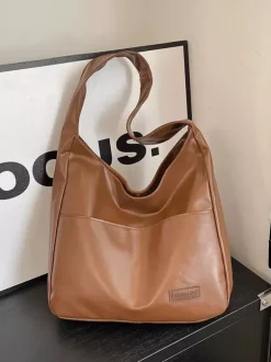 Soft Faux Leather U Shape Large Hobo Shoulder Bag Minimalist Daily Underarm Tote Purse