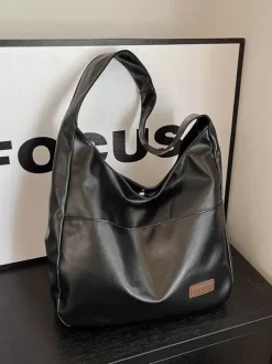 Soft Faux Leather U Shape Large Hobo Shoulder Bag Minimalist Daily Underarm Tote Purse