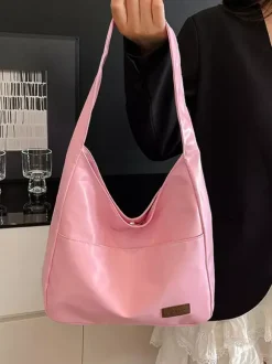 Soft Faux Leather U Shape Large Hobo Shoulder Bag Minimalist Daily Underarm Tote Purse
