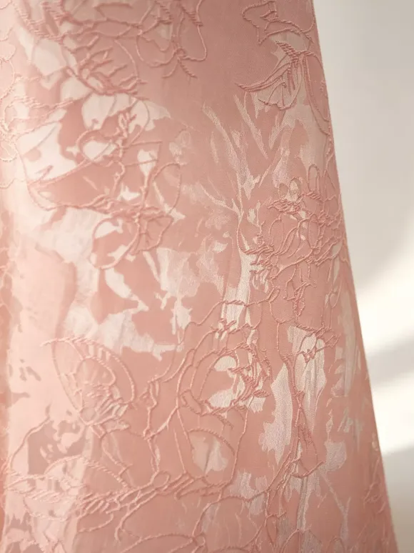 Soft Pink Floral Midi Dress Halter Summer A-line Vintage Dress For Women 2026