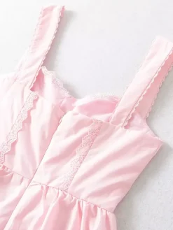 Soft Pink Lace-Trimmed Mini Dress For Summer 2026