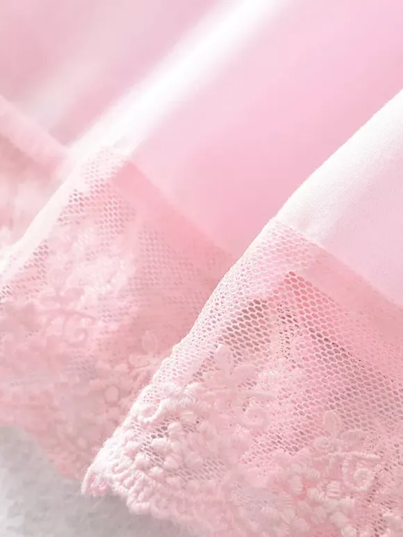 Soft Pink Lace-Trimmed Mini Dress For Summer 2026