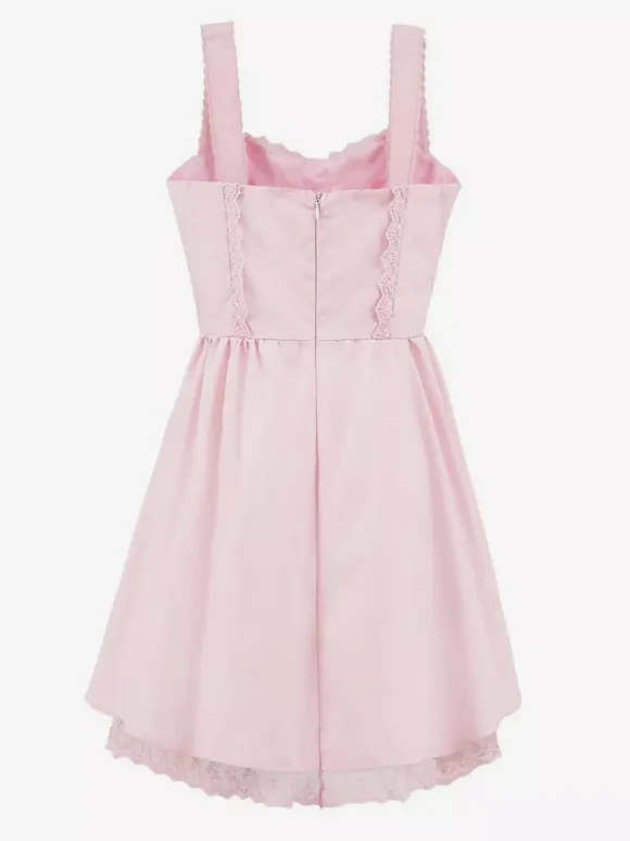 Soft Pink Lace-Trimmed Mini Dress For Summer 2026