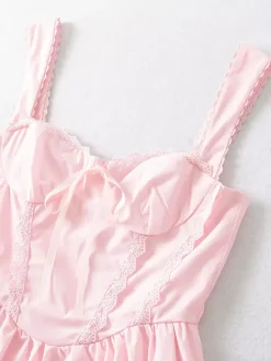 Soft Pink Lace-Trimmed Mini Dress For Summer 2026