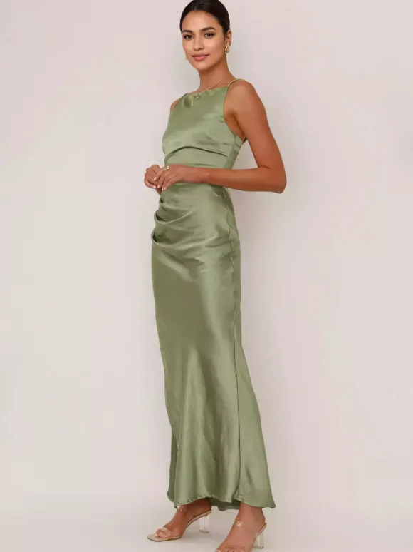 Soft Pink Maxi Slit Dress Open Back Party Slip Dress For Women 2026