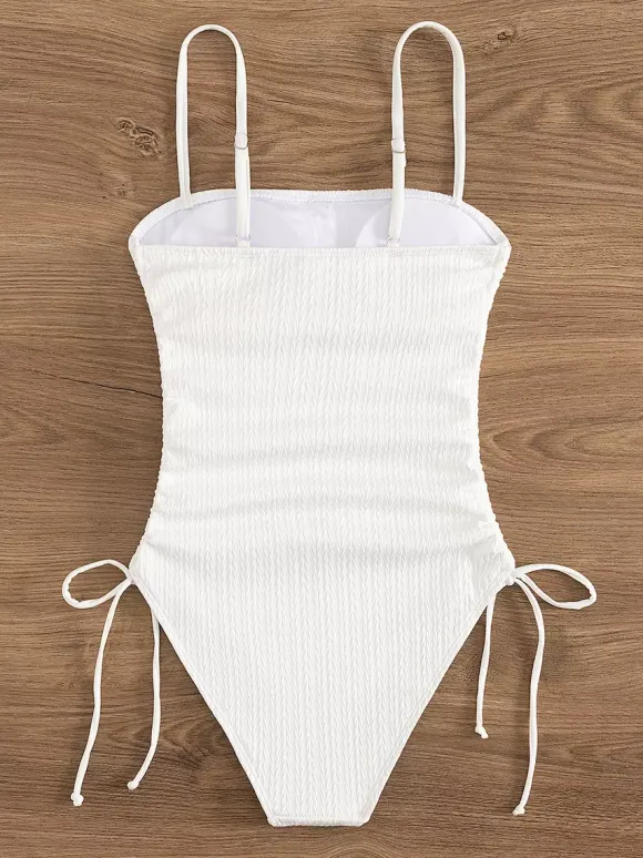 Solid Color Pleated One Piece Swimwear For Women 2026