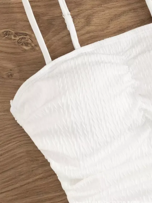 Solid Color Pleated One Piece Swimwear For Women 2026