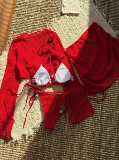 Solid Color Halter Bikini And Cover-ups 4 Piece Swimsuit Set For Summer 2026