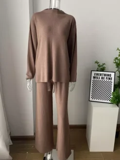 Solid Color Knit Loungewear Co-ord Set For Women 2026