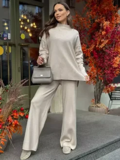 Solid Color Knit Loungewear Co-ord Set For Women 2026