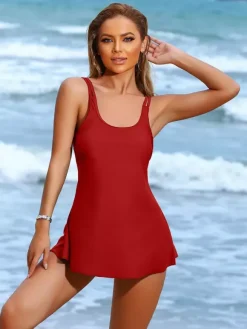 Solid Color Tankini Two Piece Swimwear For Women 2026