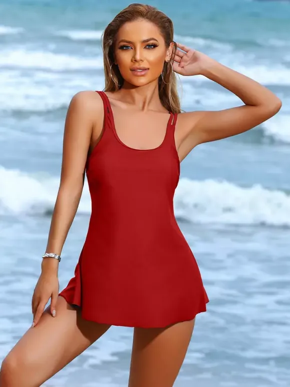 Solid Color Tankini Two Piece Swimwear For Women 2026