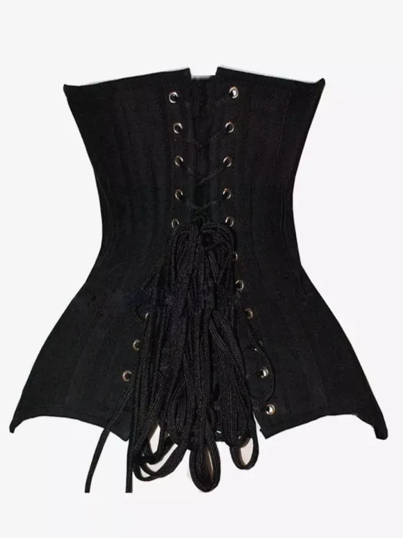 Solid Matte Underbust Corset Front Hooks Back Lace Up Waist Trainer