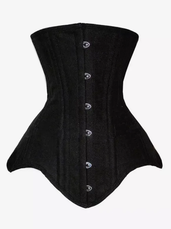 Solid Matte Underbust Corset Front Hooks Back Lace Up Waist Trainer
