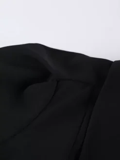 Sophisticated French Style Co-ord Set Women - Puff Sleeve Notch Collar Top Black Wide Leg Pants - Summer Workwear 2026