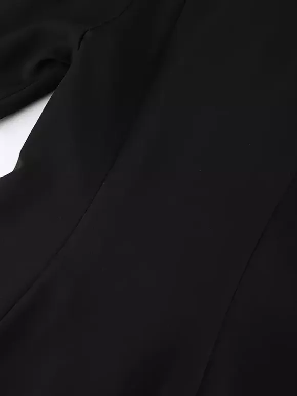 Sophisticated French Style Co-ord Set Women - Puff Sleeve Notch Collar Top Black Wide Leg Pants - Summer Workwear 2026