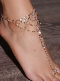 Sparkling Anklet Crystal Layered Beach Vacation Ankle Bracelet