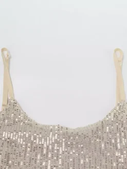 Sparkly Sequin Maxi Slip Dress For Women - Glam Spaghetti Strap Bodycon - Spring Night Out Club Party 2026