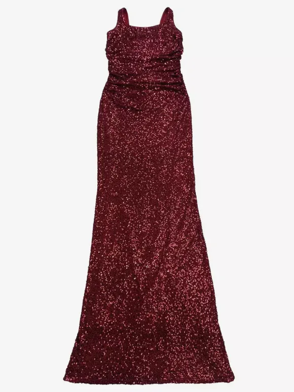 Sparkly Sequin Maxi Formal Dress For Women - Square Neck Slim Fit Back Lace-up Bodycon Mermaid Gown - Summer Gala Prom 2026