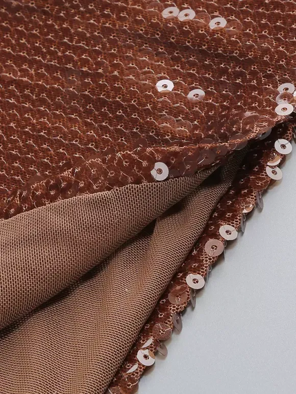 Sparkly Sequin Maxi Formal Dress For Women - Brown Halter Backless Bodycon Slim Long Gown - Summer Gala Night Out Party 2026