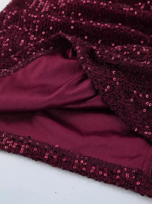 Sparkly Sequin Mini Dress For Women - Sexy Deep V Neck Long Sleeve Ruched Bodycon - Spring Cocktail Party Clubwear 2026