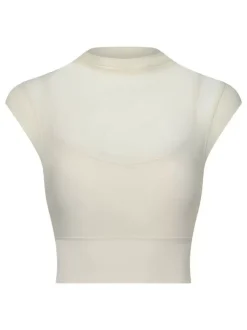 Sporty Top Round Neck Cap Sleeves Outdoor Women's Activewear In Solid Color