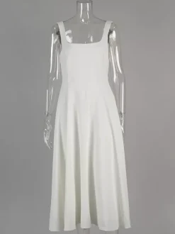 Square Neck Sleeveless A-line Maxi Dress For Summer 2026