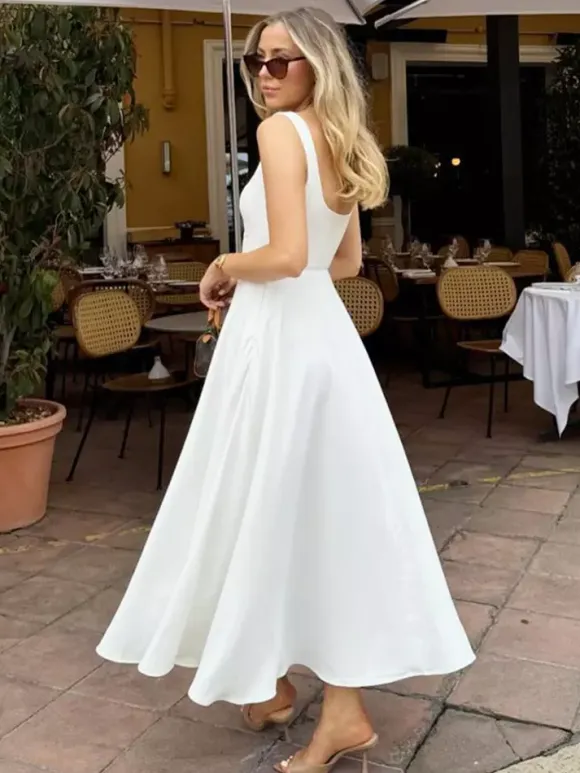 Square Neck Sleeveless A-line Maxi Dress For Summer 2026
