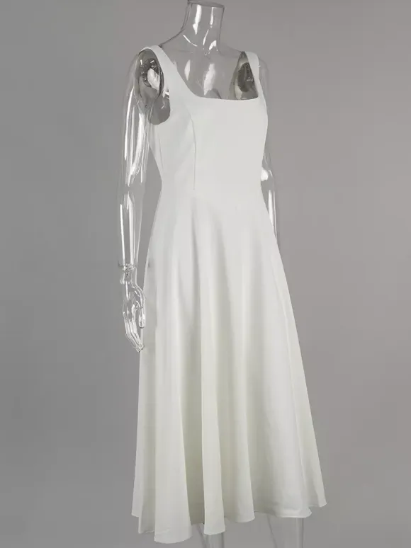 Square Neck Sleeveless A-line Maxi Dress For Summer 2026