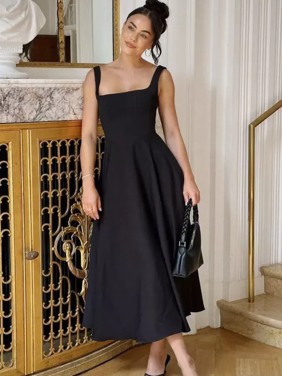 Square Neck Sleeveless A-line Maxi Dress For Summer 2026