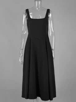 Square Neck Sleeveless A-line Maxi Dress For Summer 2026