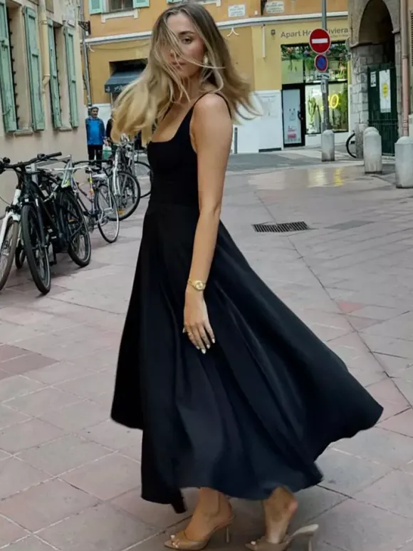 Square Neck Sleeveless A-line Maxi Dress For Summer 2026