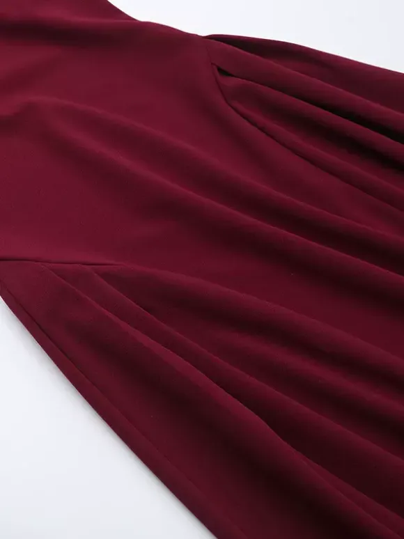Square Neck Midi Dress For Women - Retro A-Line Pleated Dress - Spring Cocktail Party 2026