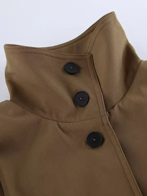 Stand Collar Cropped Jacket For Women 2026