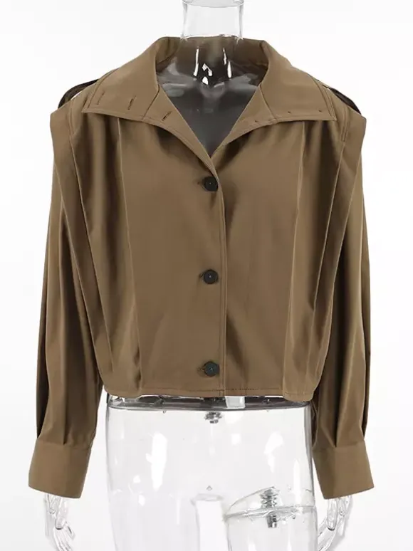 Stand Collar Cropped Jacket For Women 2026