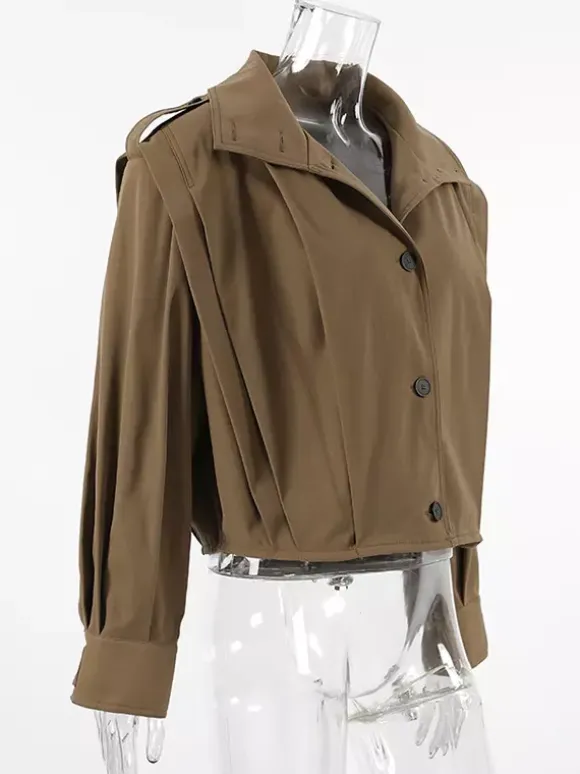 Stand Collar Cropped Jacket For Women 2026