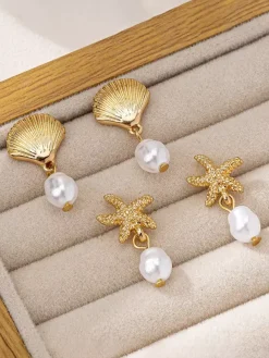 Starfish And Shell Shaped Ocean Style Earring For Women 2026