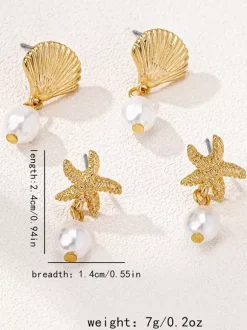Starfish And Shell Shaped Ocean Style Earring For Women 2026