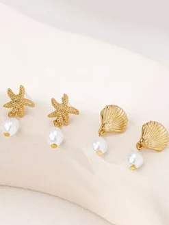 Starfish And Shell Shaped Ocean Style Earring For Women 2026