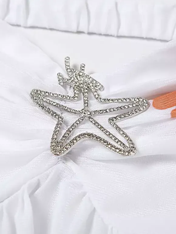 Starfish Halter Neck Mini Dress for Women - Fairycore Ruched Ruffle Hem Chiffon Flowy Party Dress - Summer Beach 2026