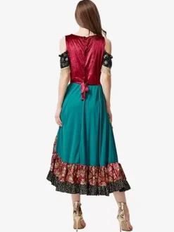 Starlight Gypsy Costumes Green Sexy Dress Floral Print Set Holidays Costumes