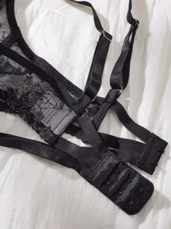 Starry Lace Cutout Harness Garter Lingerie Set
