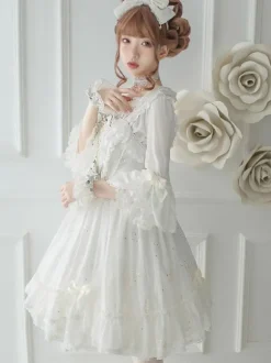 Steampunk Lolita Blouses Ruffles Bows Half Sleeves Blouse Lolita Top White Lolita Shirt
