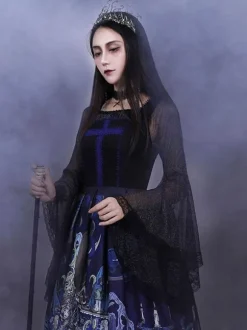 Steampunk Lolita Blouses Lolita Top Black Long Sleeves Lace Lolita Shirt