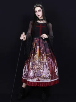 Steampunk Lolita Blouses Lolita Top Black Long Sleeves Lace Lolita Shirt