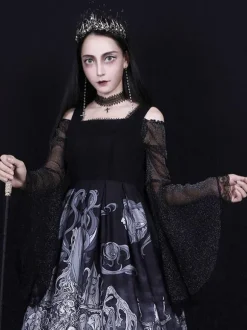 Steampunk Lolita Blouses Lolita Top Black Long Sleeves Lace Lolita Shirt