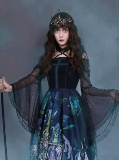 Steampunk Lolita Blouses Lolita Top Black Long Sleeves Lace Lolita Shirt