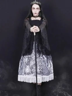 Steampunk Lolita Blouses Lolita Top Black Long Sleeves Lace Lolita Shirt